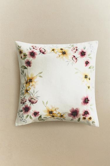 FLORAL PRINT CUSHION COVER - Oyster-white by Zara - Image 5
