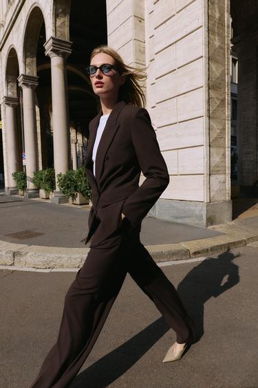 STRAIGHT-LEG DARTED TROUSERS - Brown by Zara - Image 4
