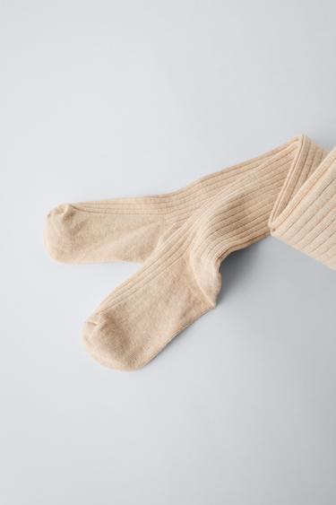 RIBBED TIGHTS - Sand by Zara - Image 1