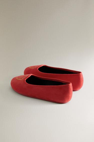 KIDS' THE ANIMALS OBSERVATORY VELVET SLIPPERS - Red by Zara - Image 3