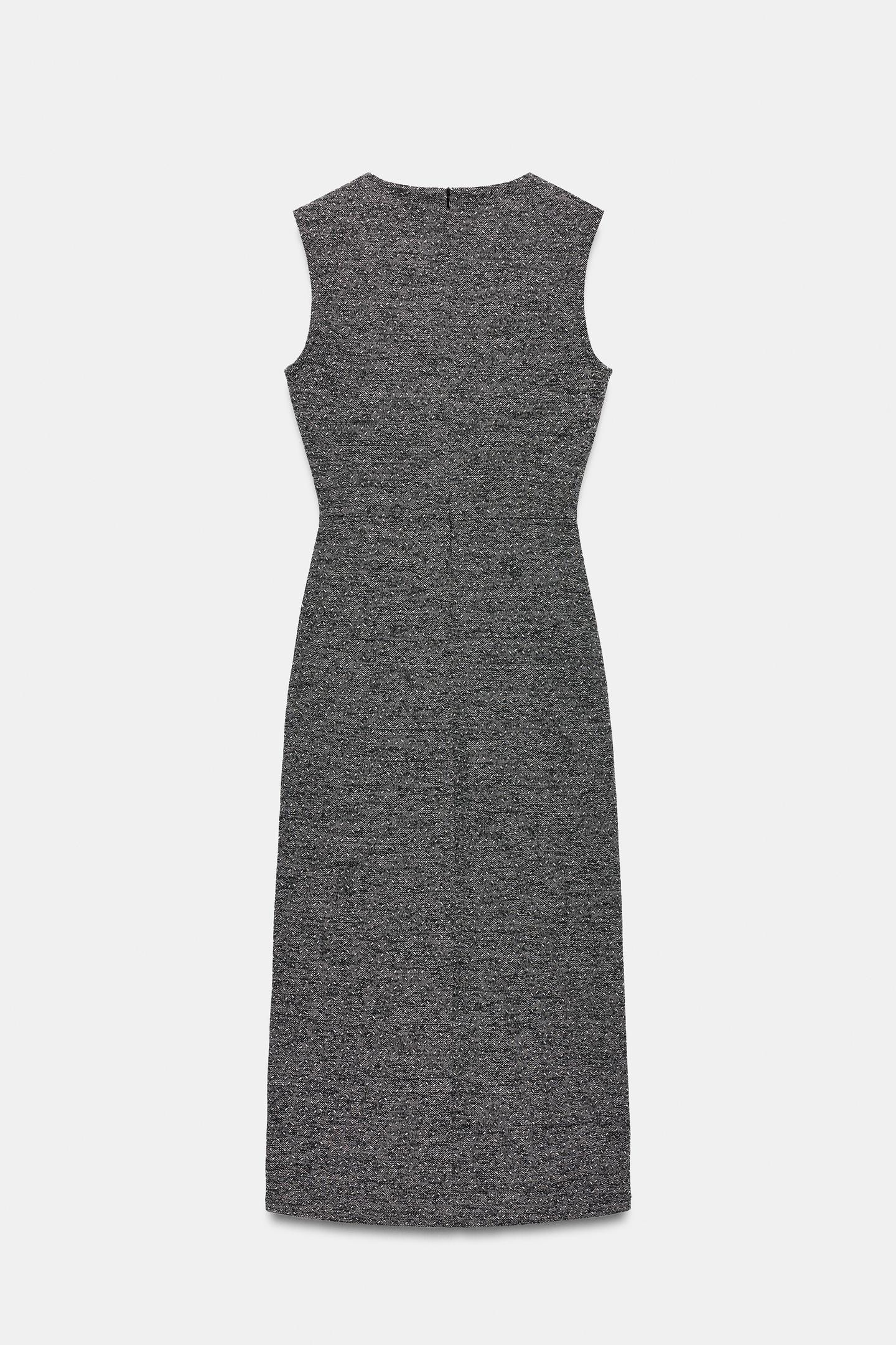 Женское платье Zara Structured MIDI, цвет: Чёрный / Белый — фото 8
