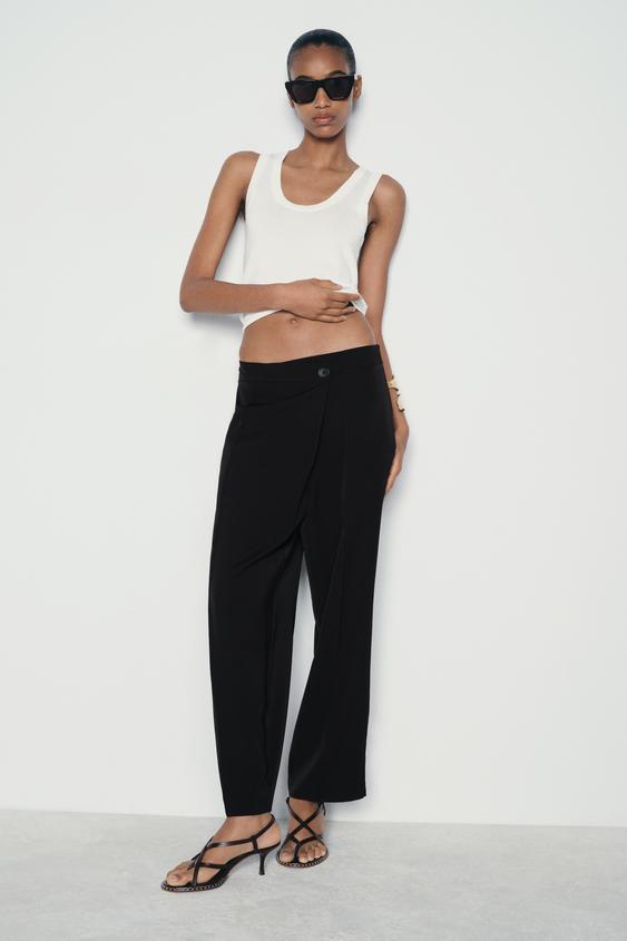 Pantalones Anchos Pantalon Negro Fluido Zara Ropa Pantalones Ancho