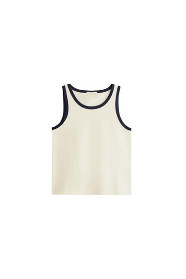 CONTRAST TRIM T-SHIRT - Ecru by Zara
