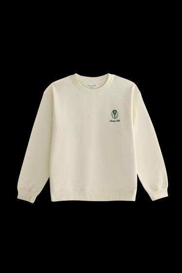 COTTON TENNIS SWEATSHIRT - Ecru / Green by Zara - Image 0