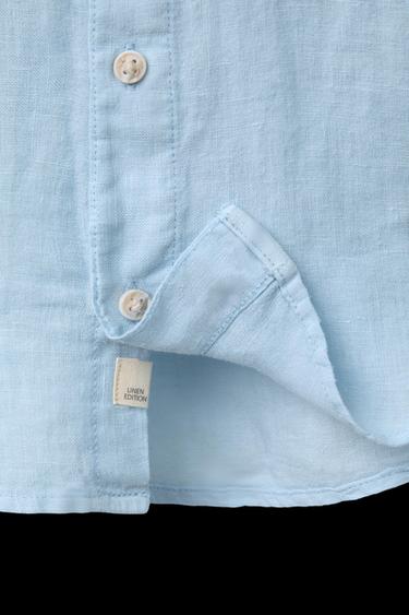 LEINENHEMD MIT STEHKRAGEN - Blau von Zara