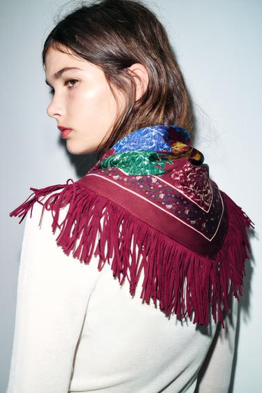 FOULARD IMPRIMÉ AVEC SOIE - Grenat de Zara - Image 1