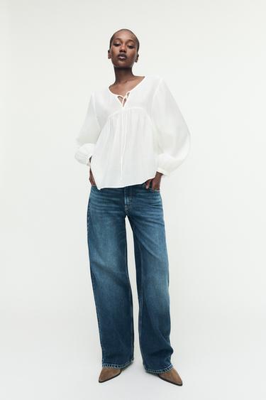 FLOWING LONG SLEEVE SHIRT - White by Zara - Image 0