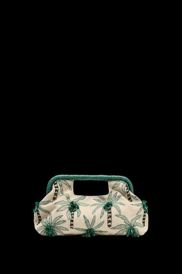 Zara BEADED DETAIL CLUTCH - Ecru - Image 0