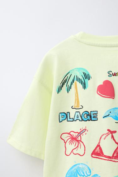 T-SHIRT IMPRIMÉ PLAGE - Citron vert de Zara - Image 3