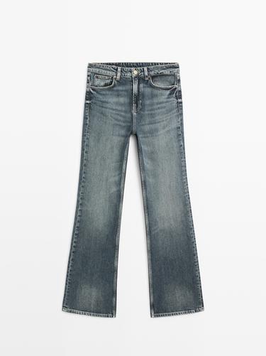 Zara Mid-rise straight-leg flare fit jeans - Mid-blue