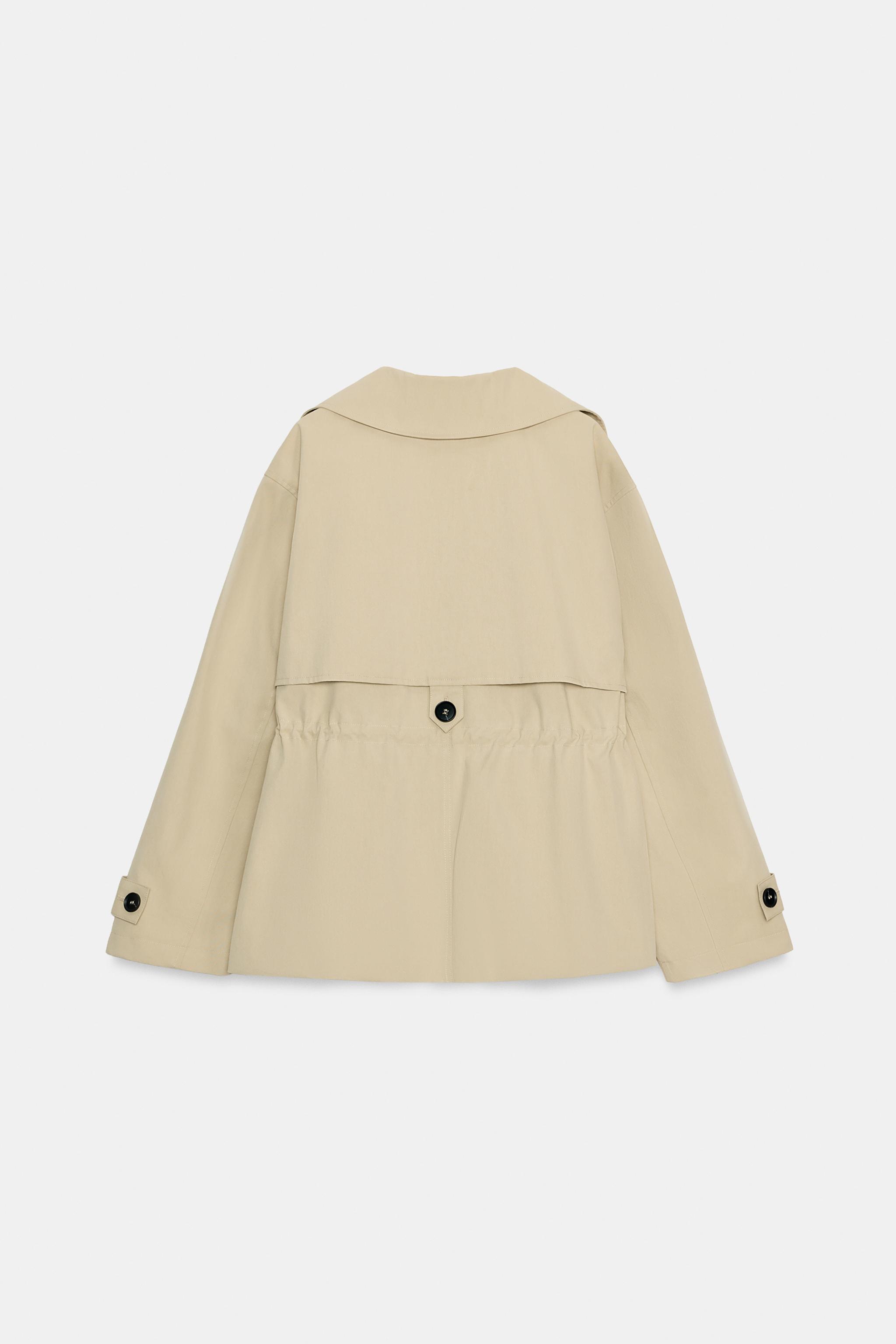 ADJUSTABLE WAIST CROPPED TRENCH COAT