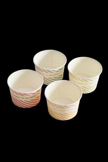 Zara SET OF STRIPED ICE CREAM CUPS (SET OF 8) - Green / Blue
