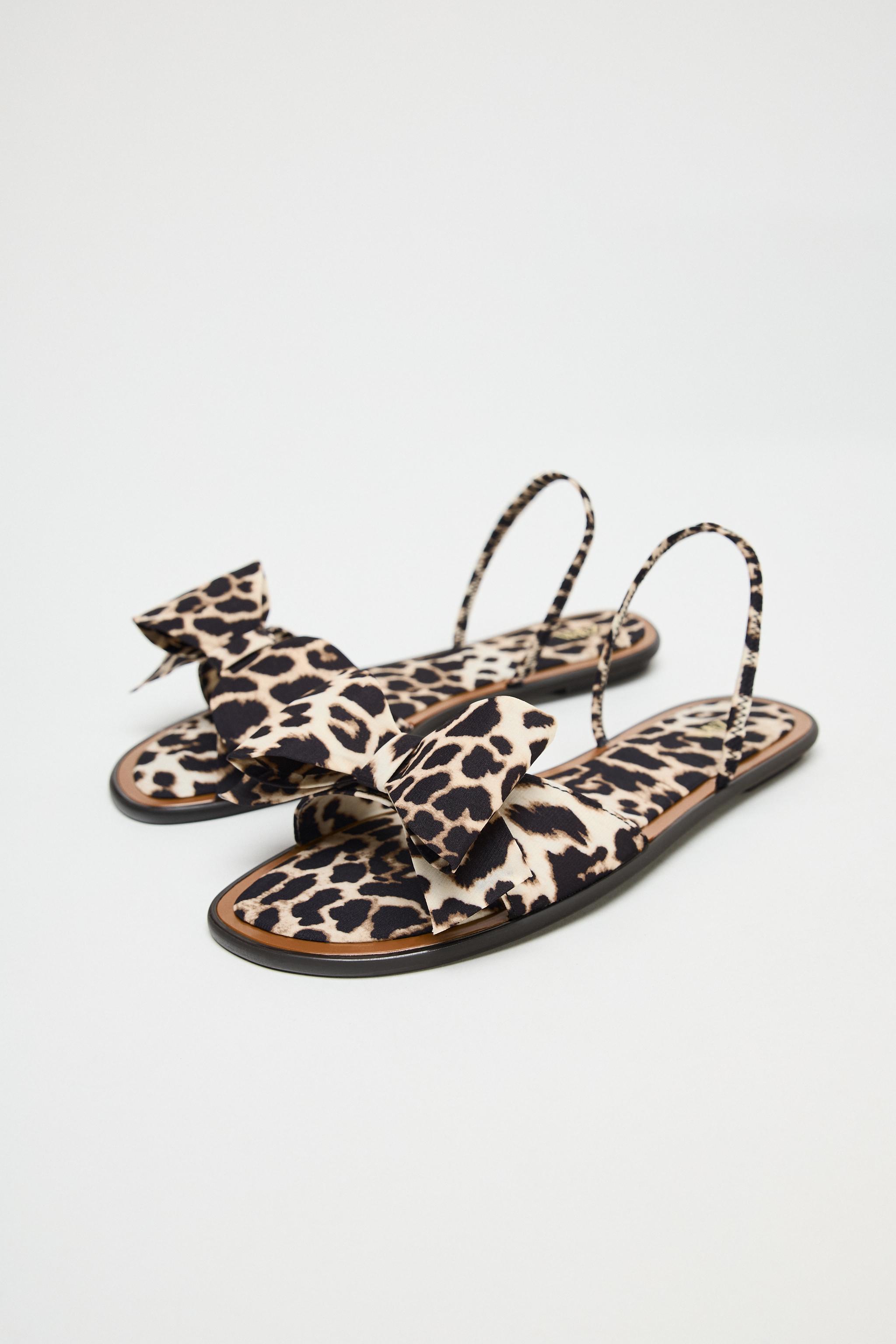 ANIMAL PRINT BOW FLAT SANDALS - Leopard | ZARA United States
