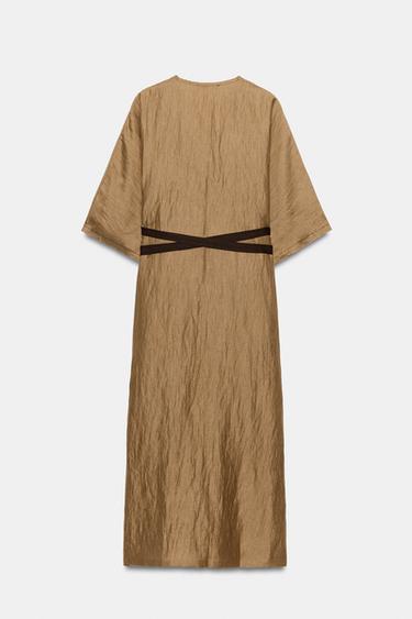 ROBE TUNIQUE MÉTISSE LIN ZW COLLECTION - Camel moyen de Zara - Image 5