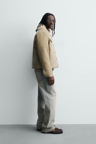 CROPPED COTTON JACKET WITH FAUX FUR - Sand by Zara - Image 3