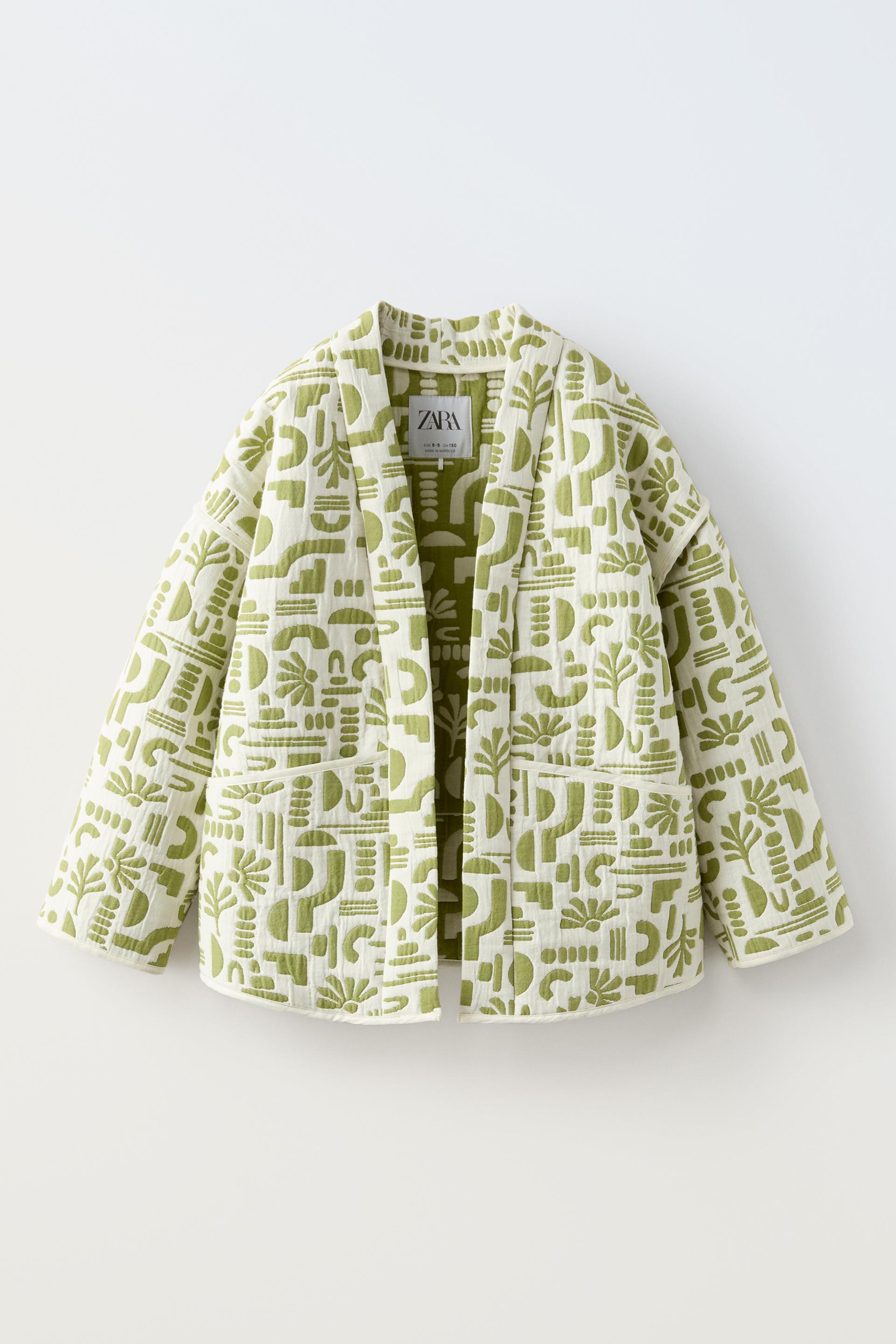 JACQUARD KIMONO Green Ecru ZARA Ireland