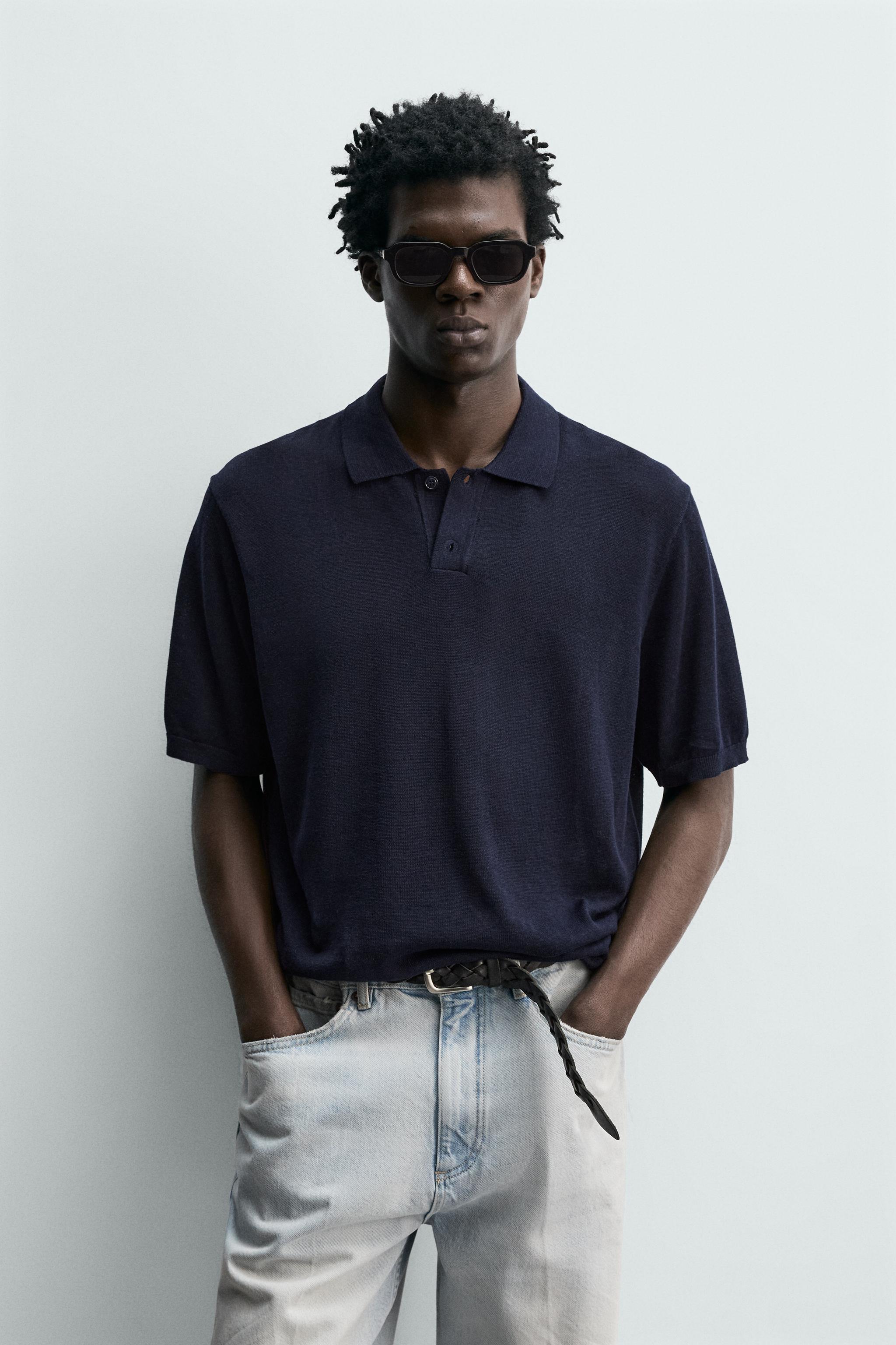 SILK LINEN BLEND KNIT POLO SHIRT