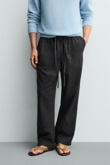 RELAXED FIT JOGGER WAIST TROUSERS - Black by Zara