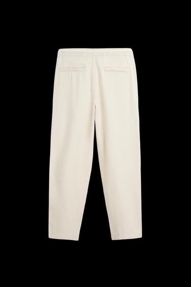 Zara TEXTURED RELAXED FIT PANTS - Light beige