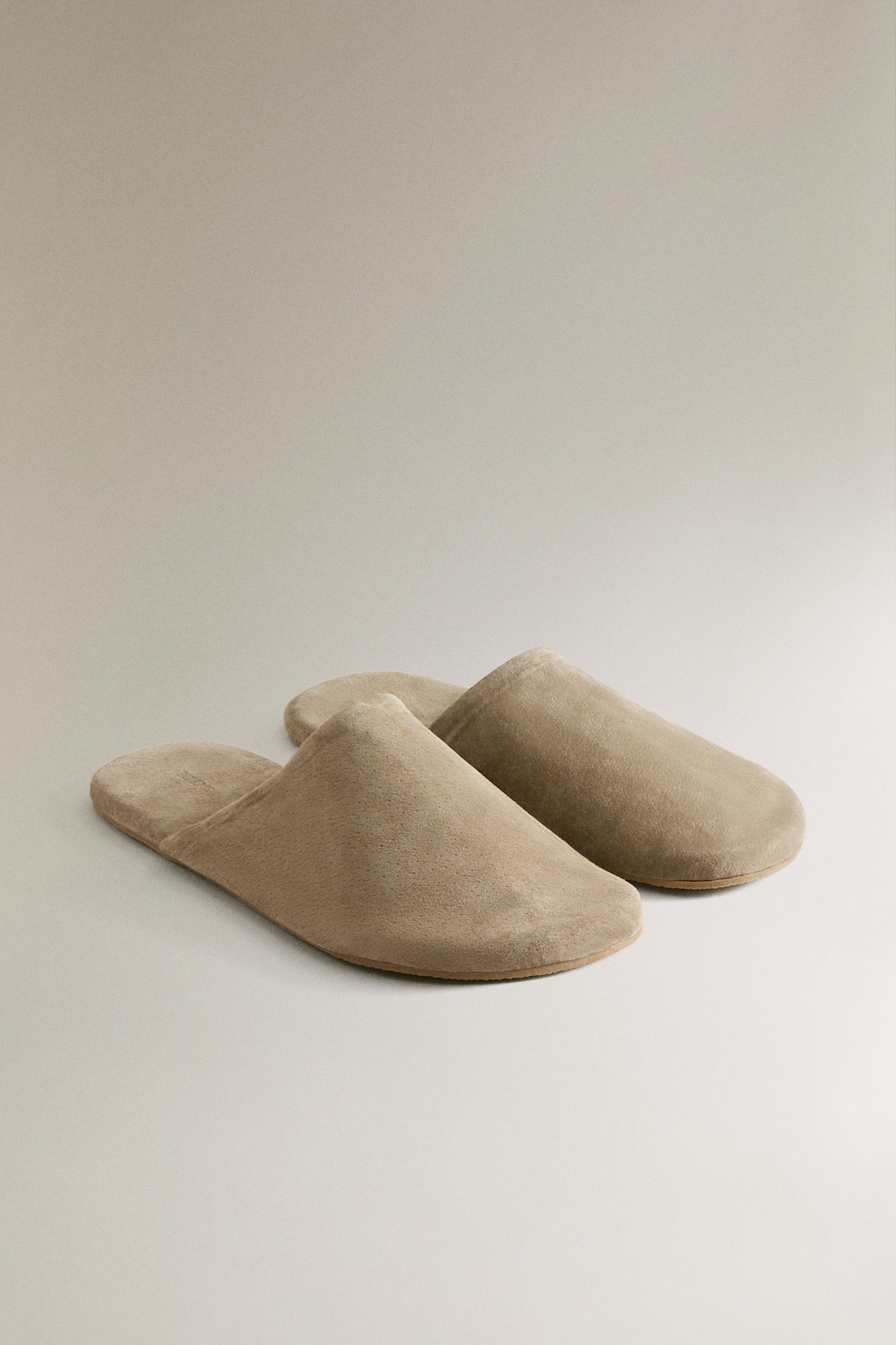 LEATHER MULE SLIPPERS — Green