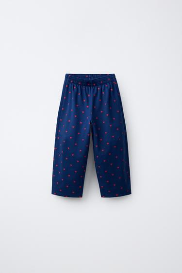 Zara HEART PRINT BALLOON PANTS - Red - Image 0