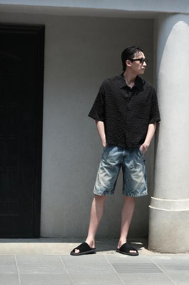 CHECK SEERSUCKER SHIRT - Blue by Zara