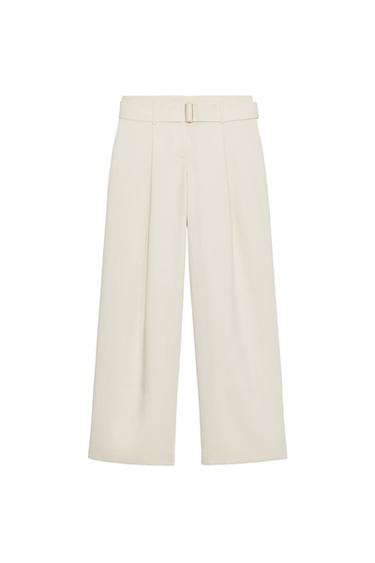 Zara BELTED PANTS - Ecru