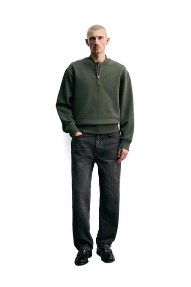 Zara QUARTER-ZIP SWEATSHIRT - Mid-green