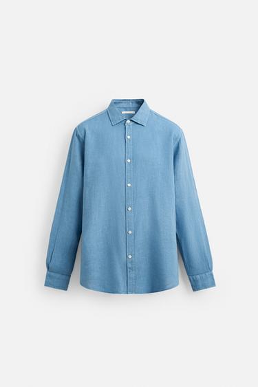 CHEMISE 100 % LIN - Bleu clair de Zara - Image 6