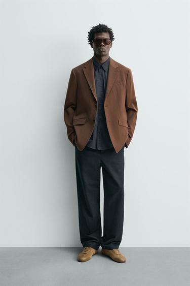 PANTALÓN STRAIGHT FIT CÁÑAMO - ALGODÓN - Marino oscuro de Zara - Imagen 0