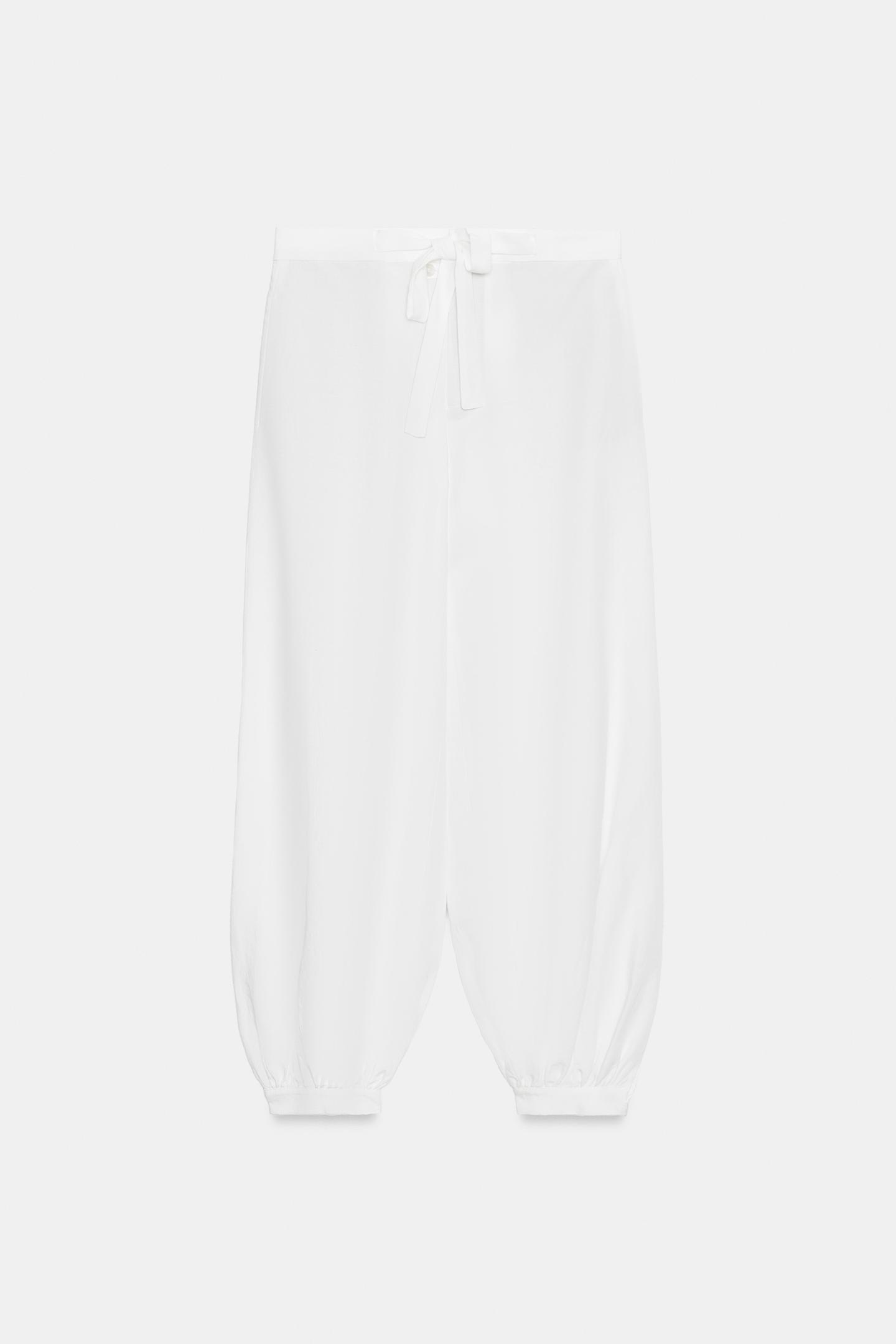 Женские брюки Zara ZW Collection Balloon, цвет: Белый — фото 6