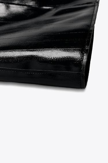 Zara ZW COLLECTION FAUX LEATHER SHORT SKIRT - Black