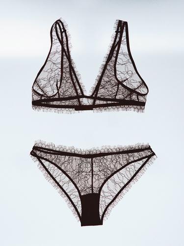 Zara Lace bralette with floral detail - Brown