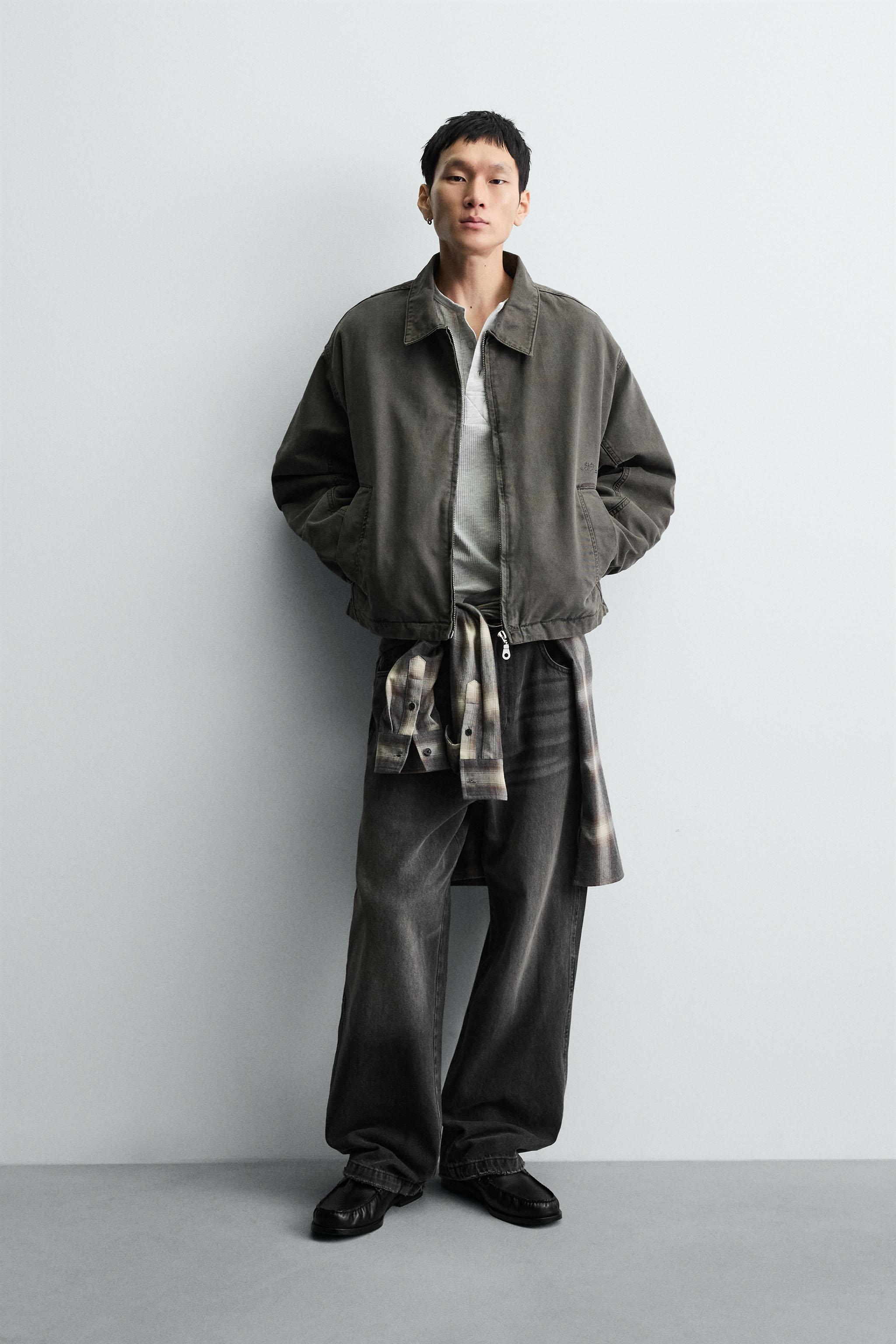 EMBROIDERED CROPPED FIT JACKET - Khaki | ZARA United States