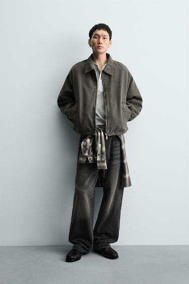 سترة قصيرة مطرزة - كاكي by Zara