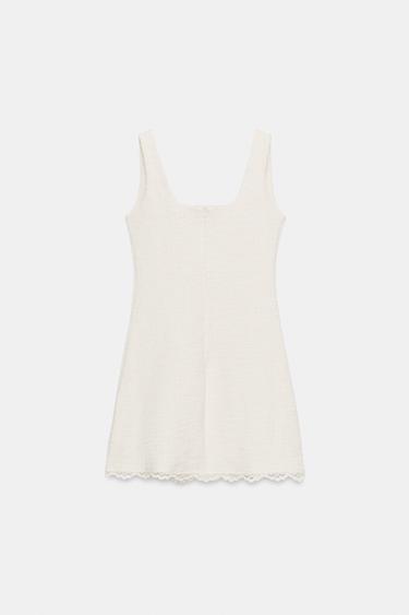 ROBE COURTE STRUCTURÉE - Écru de Zara - Image 6