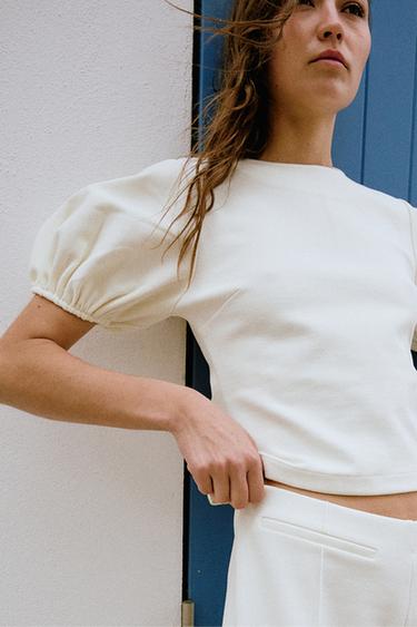 PUFF SLEEVE TOP - Ecru by Zara