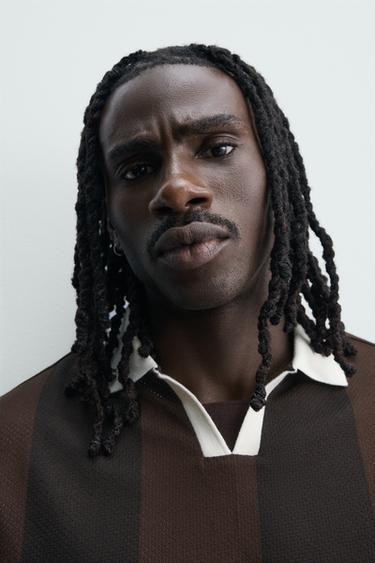 Zara RETRO SOCCER PRINT POLO SHIRT - Brown