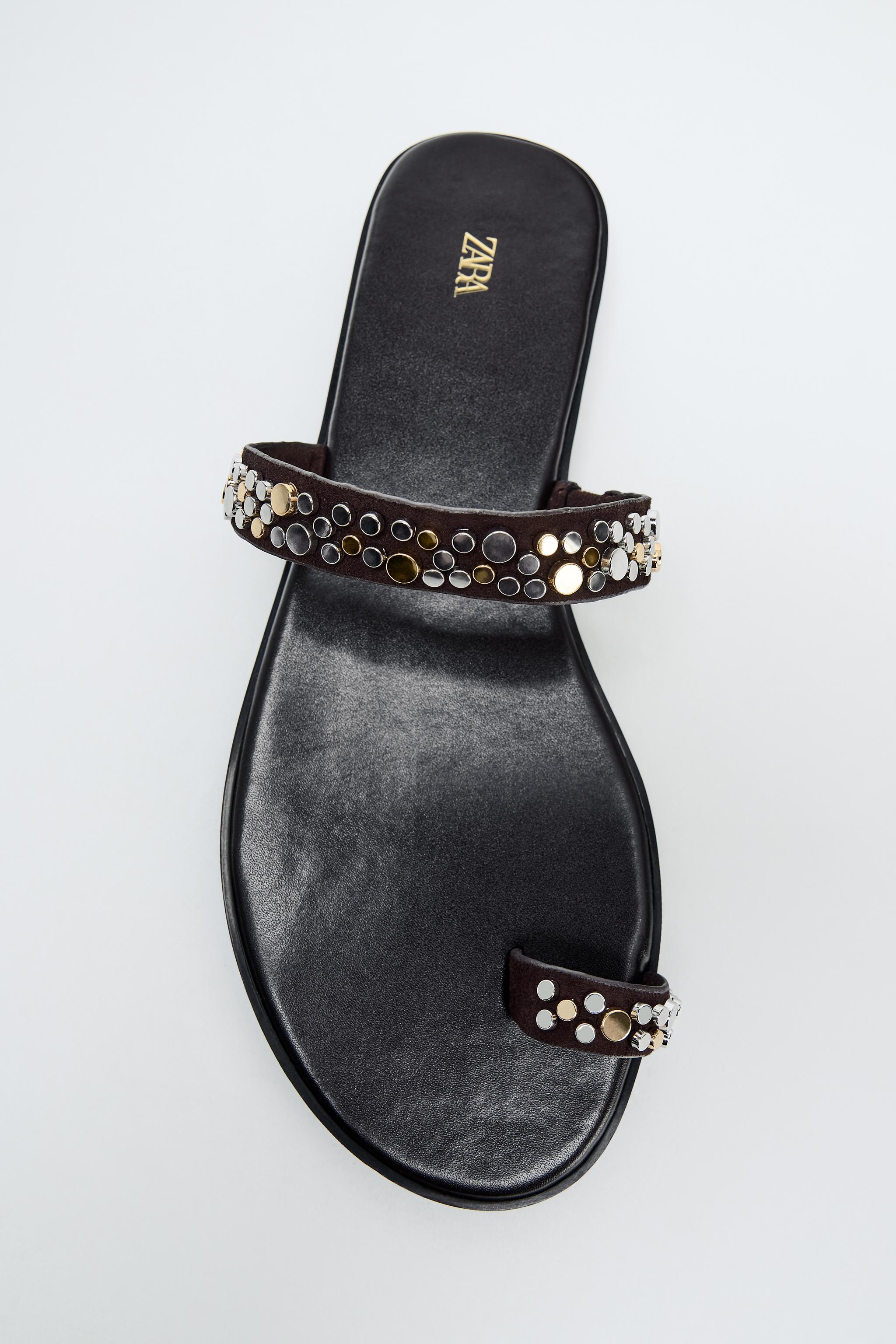 STUDDED FLAT SANDALS