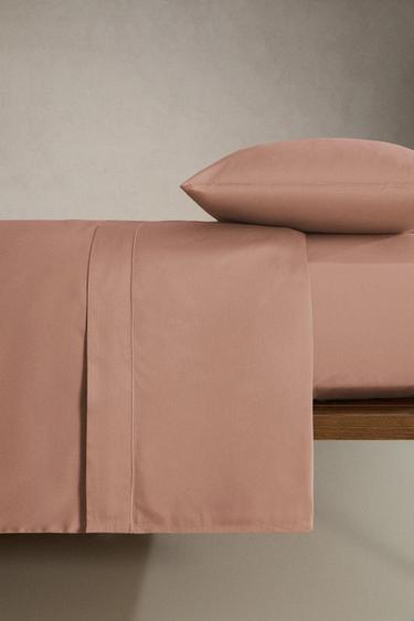 SATEEN FLAT SHEET WITH TRIM (300 THREAD COUNT) - Dusty pink by Zara - Image 2