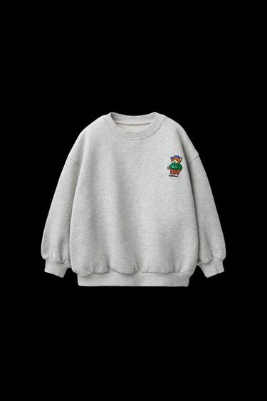 SWEATSHIRT MIT BÄRENSTICKEREI - Grau meliert von Zara - Bild 0