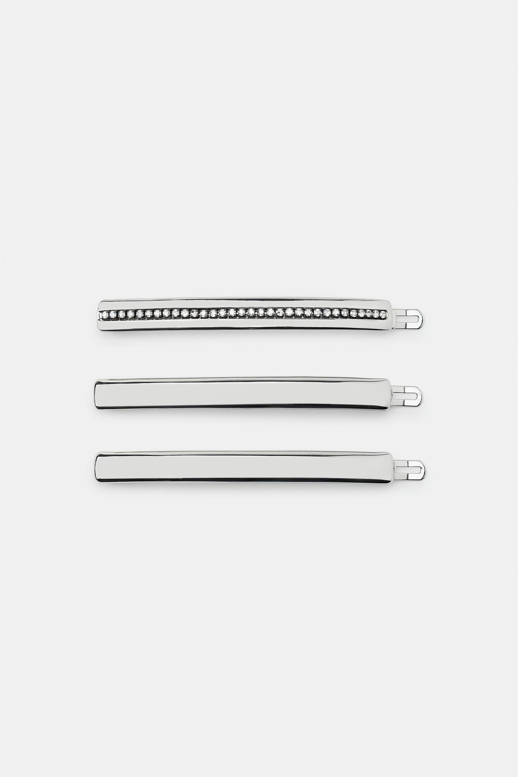 Женские аксессуары Zara PACK OF 3 METAL AND RHINESTONE HAIR CLIPS — фото 2