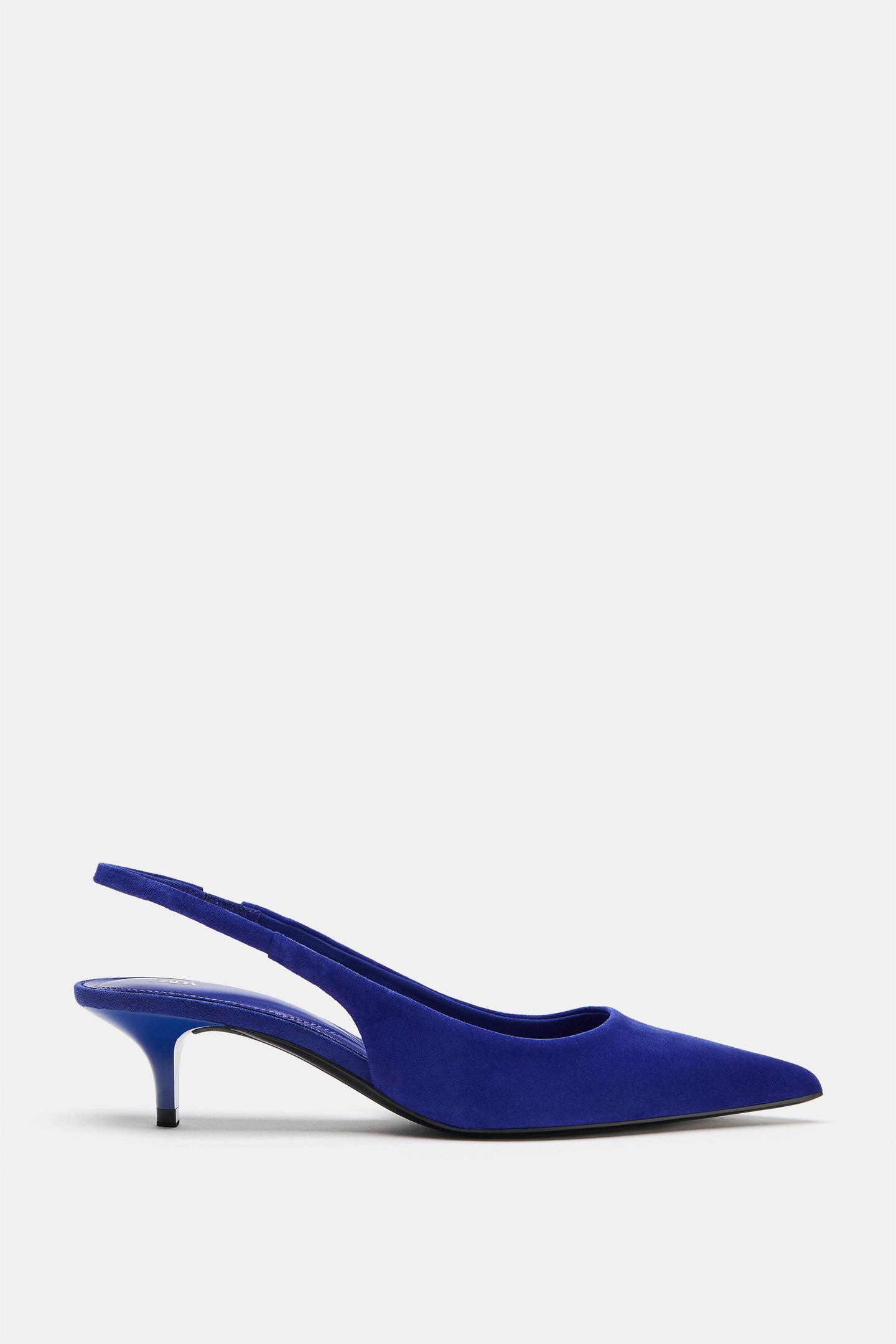 Женские туфли Zara Suede Kitten Heels, цвет: Синий — фото 1