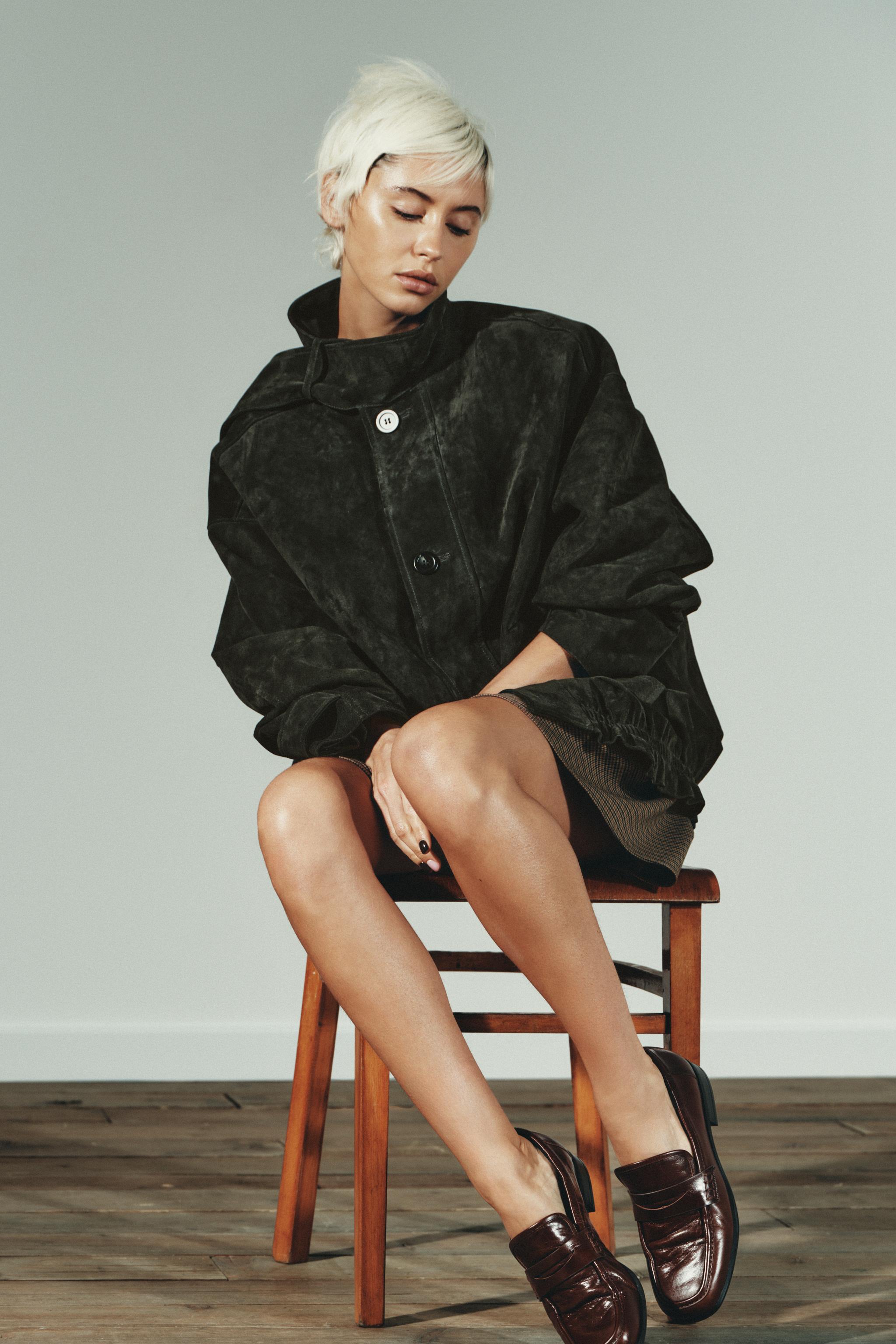 ZARA スエードジャケット 100% スエードレザージャケット - ダークグリーン | ZARA Japan / 日本