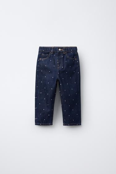 EMBROIDERED MOM FIT JEANS - Mid-blue by Zara