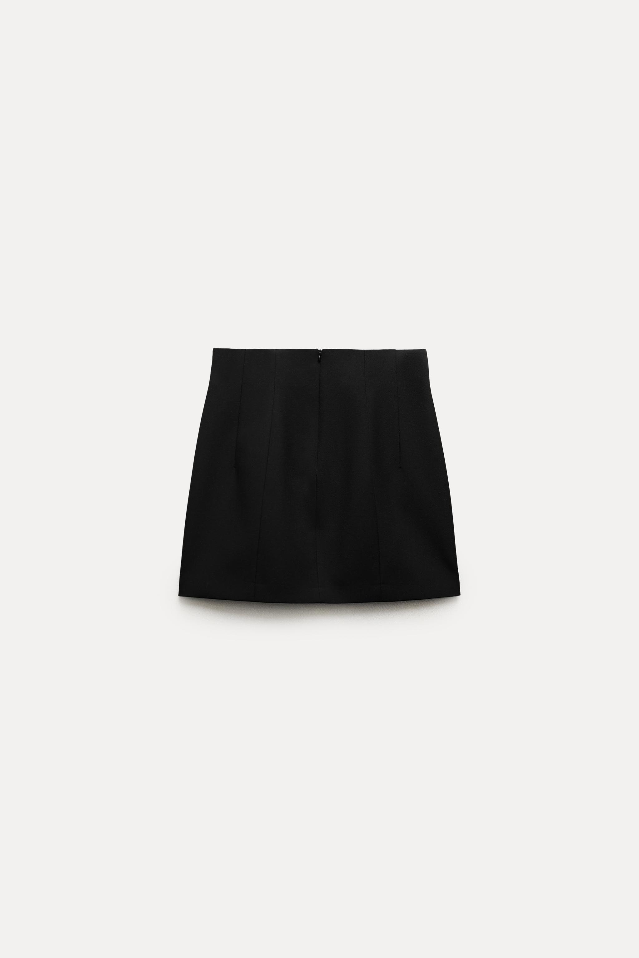 60's mod vibes - Zara Printed mini skirt, h& black knit mustard