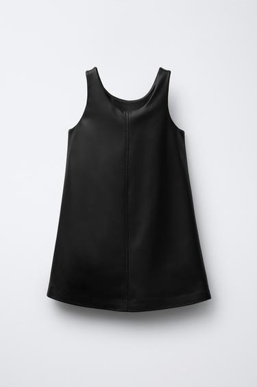 ROBE-SALOPETTE EN CUIR SYNTHÉTIQUE AVEC NŒUDS - Noir de Zara - Image 1