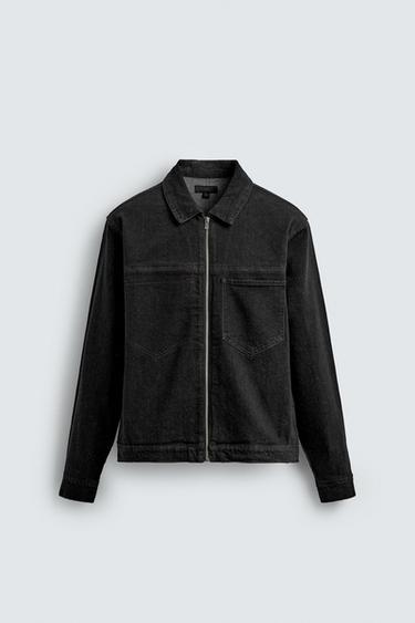 ДЖИНСОВАЯ КУРТКА-РУБАШКА НА МОЛНИИ — ЧЕРНЫЙ от Zara