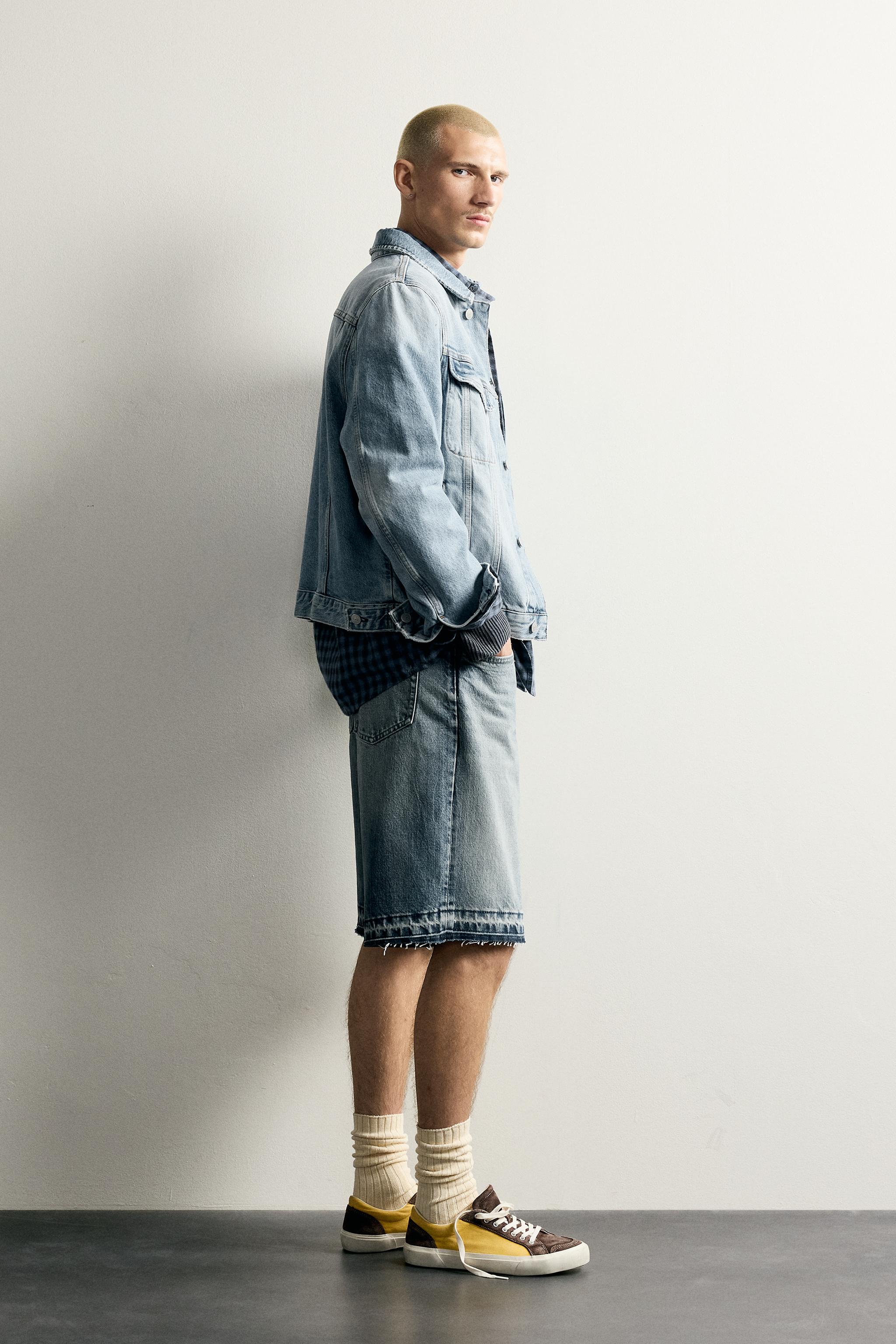 Zara RELAXED FIT DENIM BERMUDA görsel 4