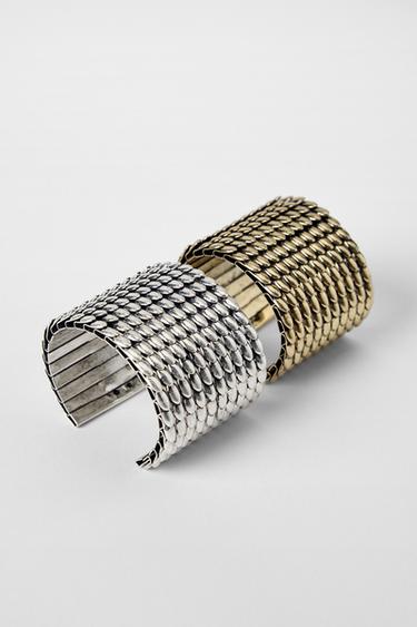 PACK OF 2 TEXTURED CUFFS KATE MOSS X ZARA - Gold / Silver by Zara - Image 3